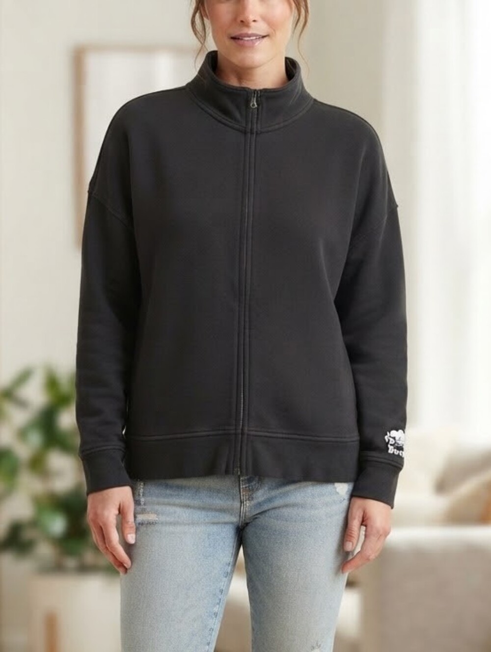 Roots Full-Zip Mock Neck Sweatshirt  Women's Size L